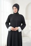 Knee-Length Loose-Fit Color-Blocked Tunic - Black and Ecru