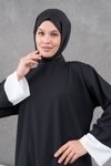 Siyah Ekru Garnili Diz Boyu Salaş Tunik