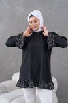 Siyah Garnili Salaş Fırfırlı Tunik