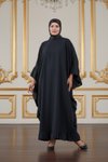 Wide-Fit Side-Ruffle Abaya - Black