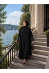 Siyah Gümüş Büyük Beden Ferace