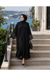 Siyah Gümüş Büyük Beden Ferace