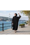 Siyah Gümüş Büyük Beden Ferace