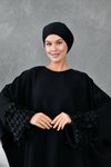 Siyah Kol Aksesuar Detaylı Abaya Ferace