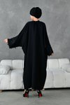 Siyah Kol Aksesuar Detaylı Abaya Ferace