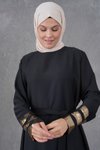 Siyah Kolları Payet Garnidetaylı Kuşaklı Abiye Elbise