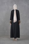 Siyah Kolları Payet Garnidetaylı Kuşaklı Abiye Elbise