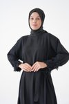 Siyah Manşeti Aksesuarlı Elbise