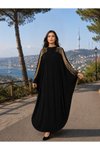 Siyah Omuzdan Püsküllü Elbise Ferace