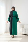 Loose-Fit Color-Block Special Occasion Dress - Black/Green