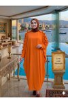 Turuncu Geniş Kesim Omuzdan Manşete Fırfırlı Ferace