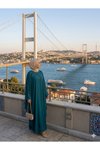 Yeşil Büyük Beden İnci Detaylı Elbise Ferace