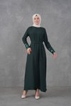 Zümrüt Kolları Payet Garnidetaylı Kuşaklı Elbise