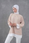 Camel Kol ve Etek Garnili Tunik