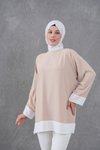 Camel Kol ve Etek Garnili Tunik