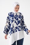 Lacivert Ekru Bluz Tunik