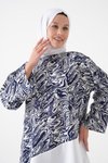 Lacivert Ekru Bluz Tunik