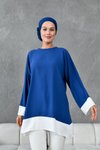 Lacivert Ekru Garnili Tunik
