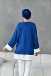 Lacivert Ekru Garnili Tunik