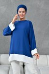 Lacivert Ekru Garnili Tunik