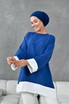 Lacivert Ekru Garnili Tunik