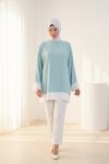 Sleeve and Hem Garnished Tunic - Mint