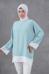 Mint Kol ve Etek Garnili Tunik