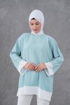 Mint Kol ve Etek Garnili Tunik