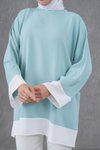 Mint Kol ve Etek Garnili Tunik