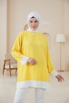 Sleeve and Hem Trimmed Tunic - Yellow