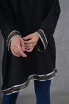 Siyah Asimetrik Kesim Salaş Şerit Aksesuarlı Tunik