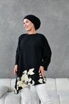 Siyah Bej Asimetrik Garnili Tunik