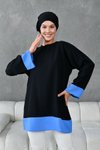 Siyah İndigo Garnili Tunik