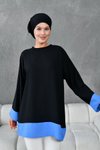 Siyah İndigo Garnili Tunik