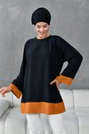 Siyah Taba Garnili Tunik