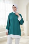 Yeşil Kol ve Etek Garnili Tunik