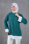 Yeşil Kol ve Etek Garnili Tunik