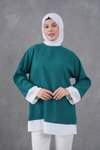 Yeşil Kol ve Etek Garnili Tunik