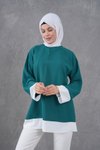 Yeşil Kol ve Etek Garnili Tunik