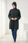 Loose-Fit Cuff-Accessory Detail Tunic - Emerald Green