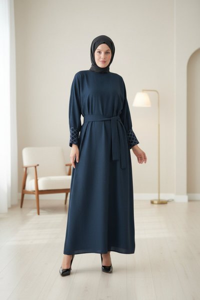 Accessory-Cuff Dress - Navy Blue