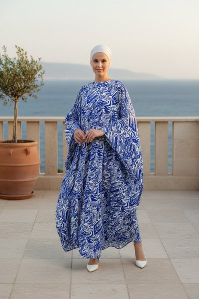 Sax Blue Dress Abaya - Sax Blue