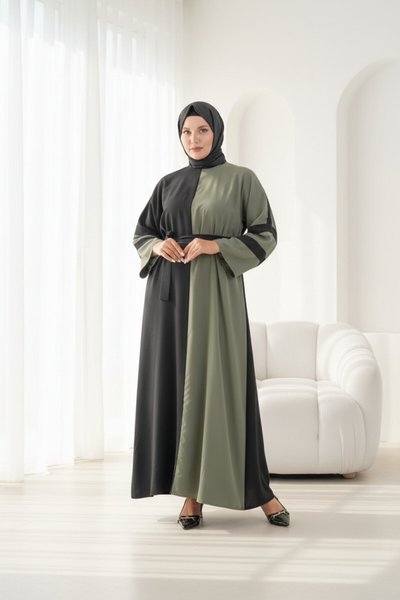 Loose Fit Khaki Garnish Occasion Dress - Black