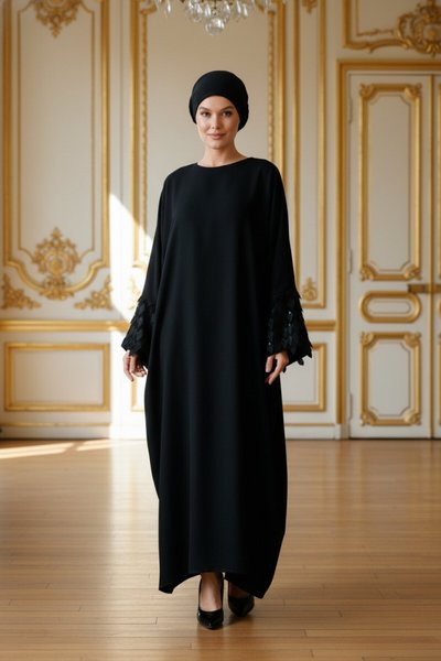 Sleeve Accessory Detail Abaya - Black