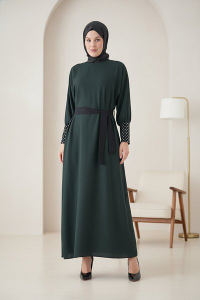 Cuff Accessory Modest Dress - Emerald