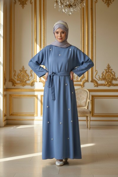 Satin Evening Dress - Blue
