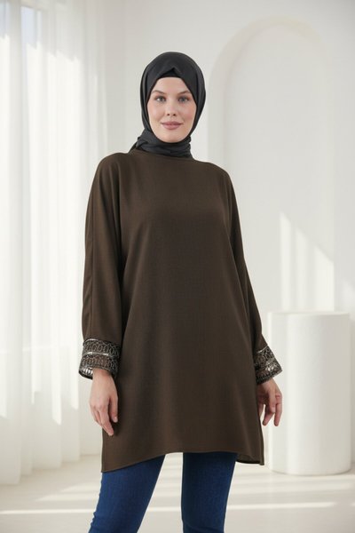 Loose Fit Cuff Accessory Detail Tunic - Mustard