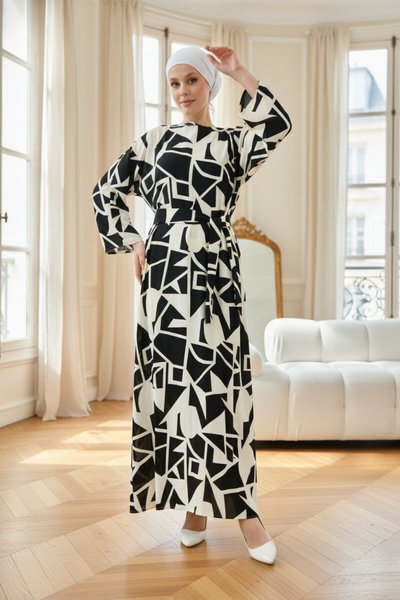Patterned Dress - Black