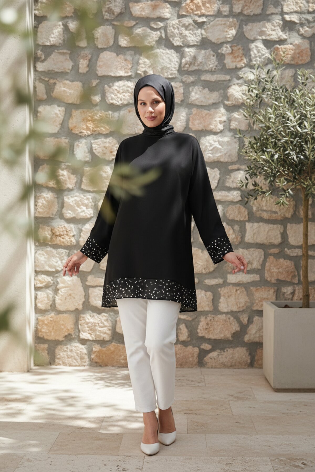 Siyah Ekru Tunik - Tuncay