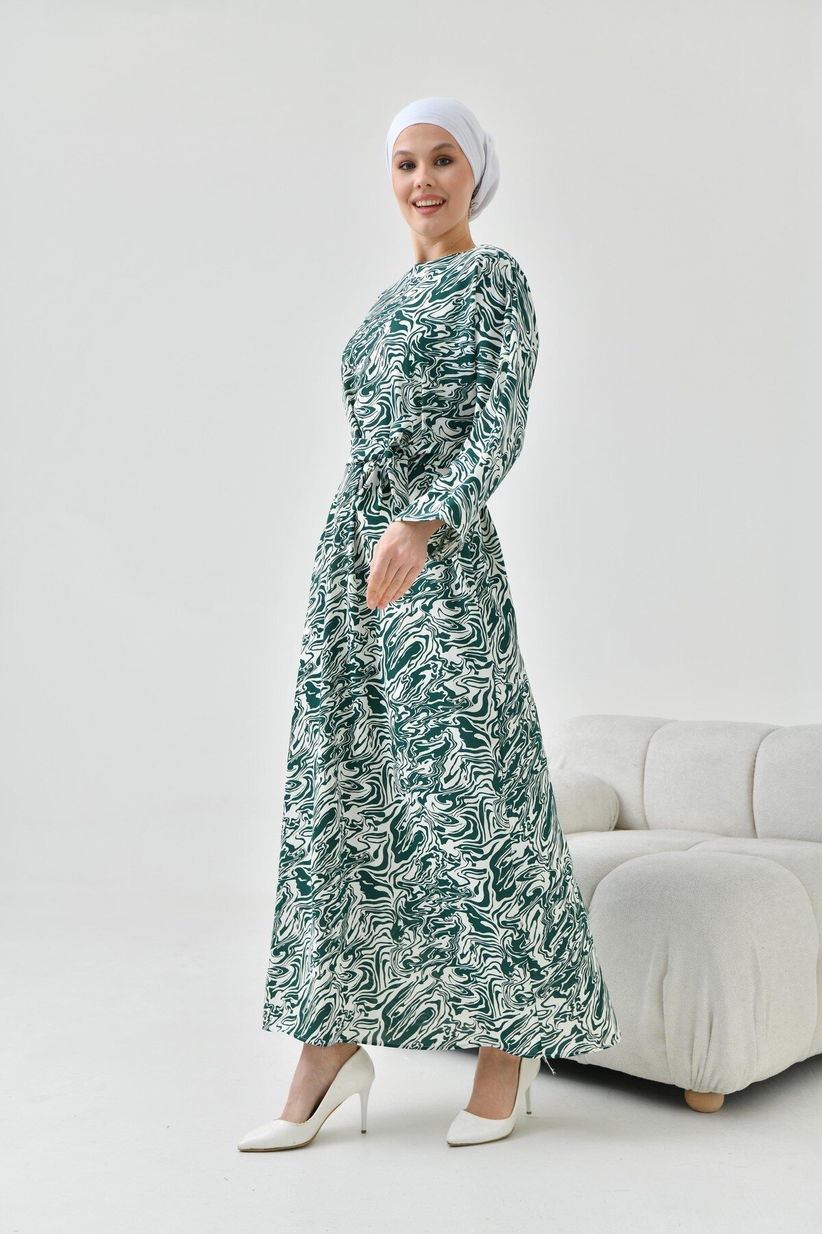 Modest Dress - Green - Tuncay